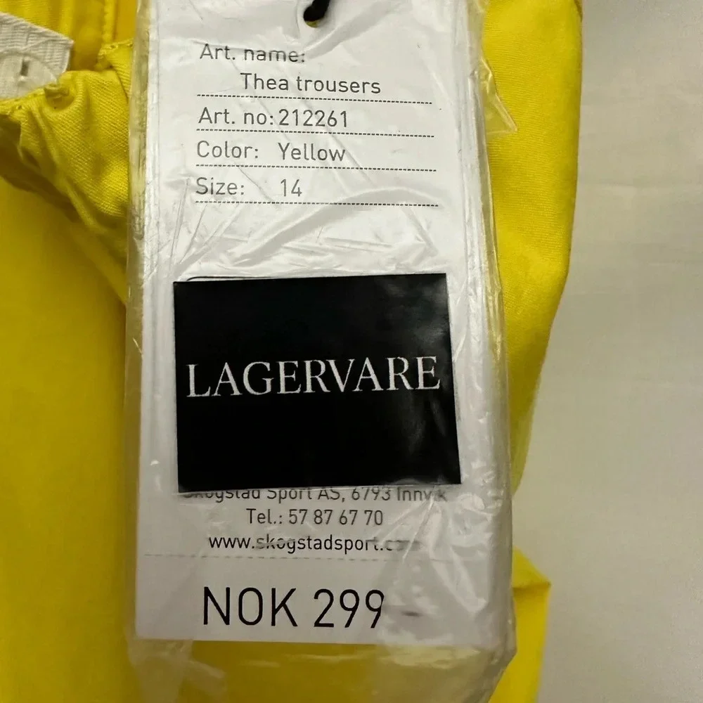 Skogstad Kids Thea Trousers Size 14 Years US XL Yellow Pants Activewear NWT